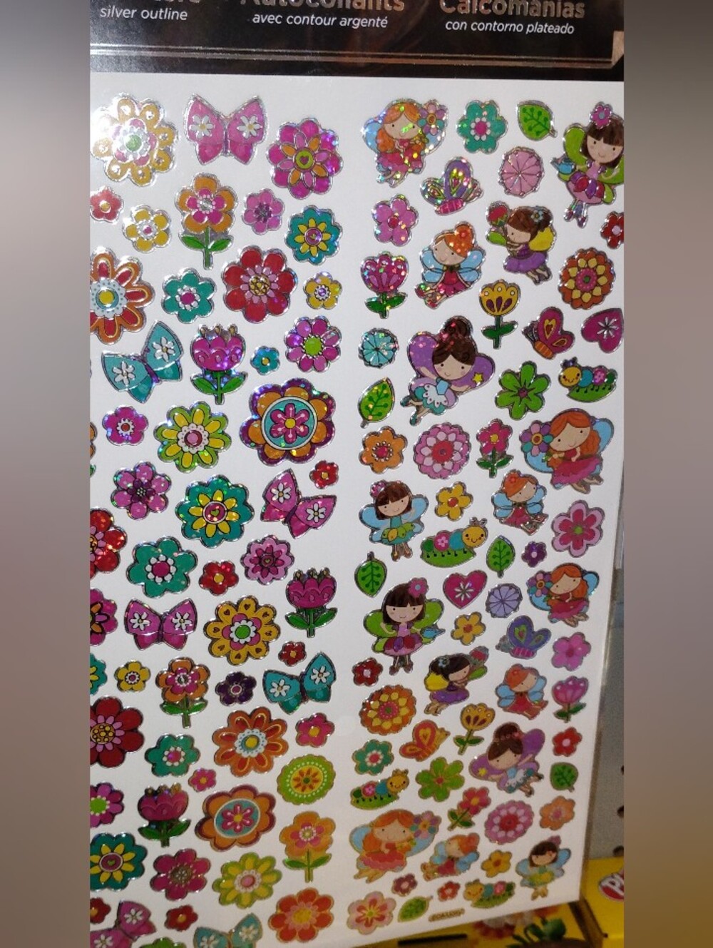 Kids Floral & Fairy Puffy Stickers - Bright Multicolor Sheet 4 for $10